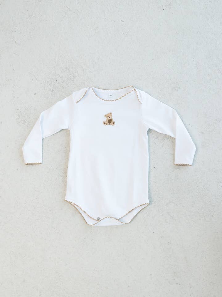 teddy bear long sleeve bodysuit for wholesale by Bianca & Bear
