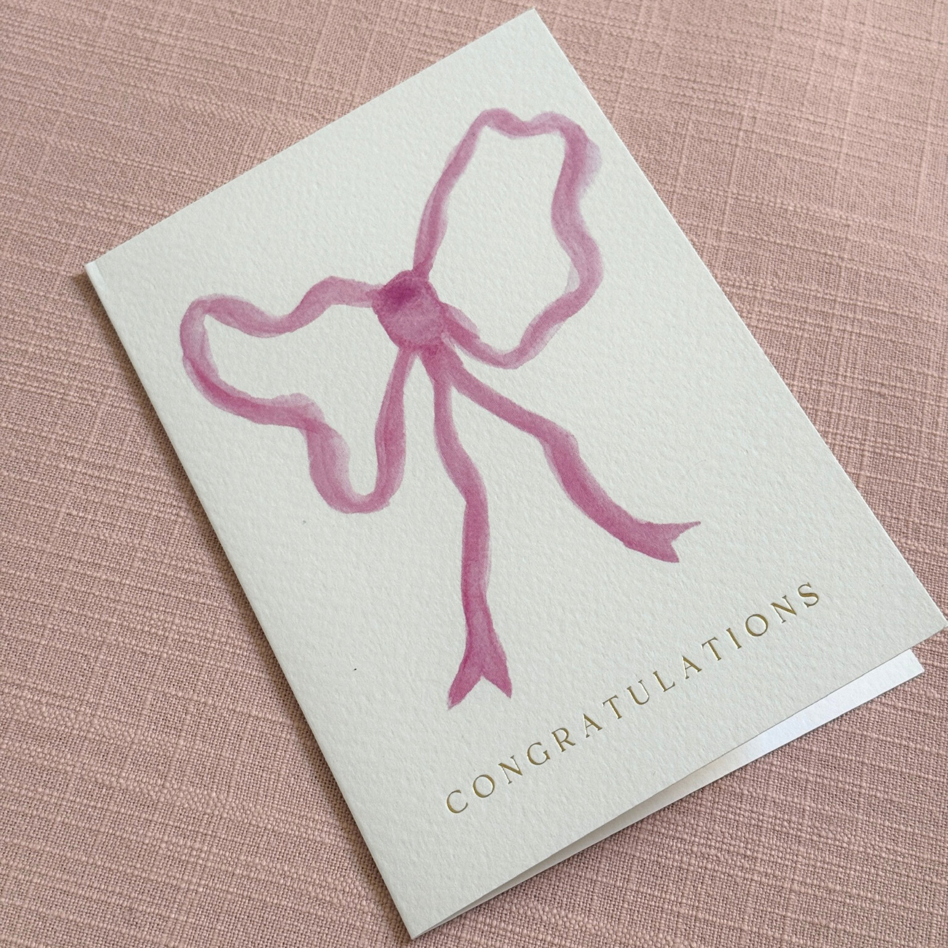 Dear You Paperie – wholesale Congratulations card – BLUSHING PINK BOW CONGRATULATIONS CARD1