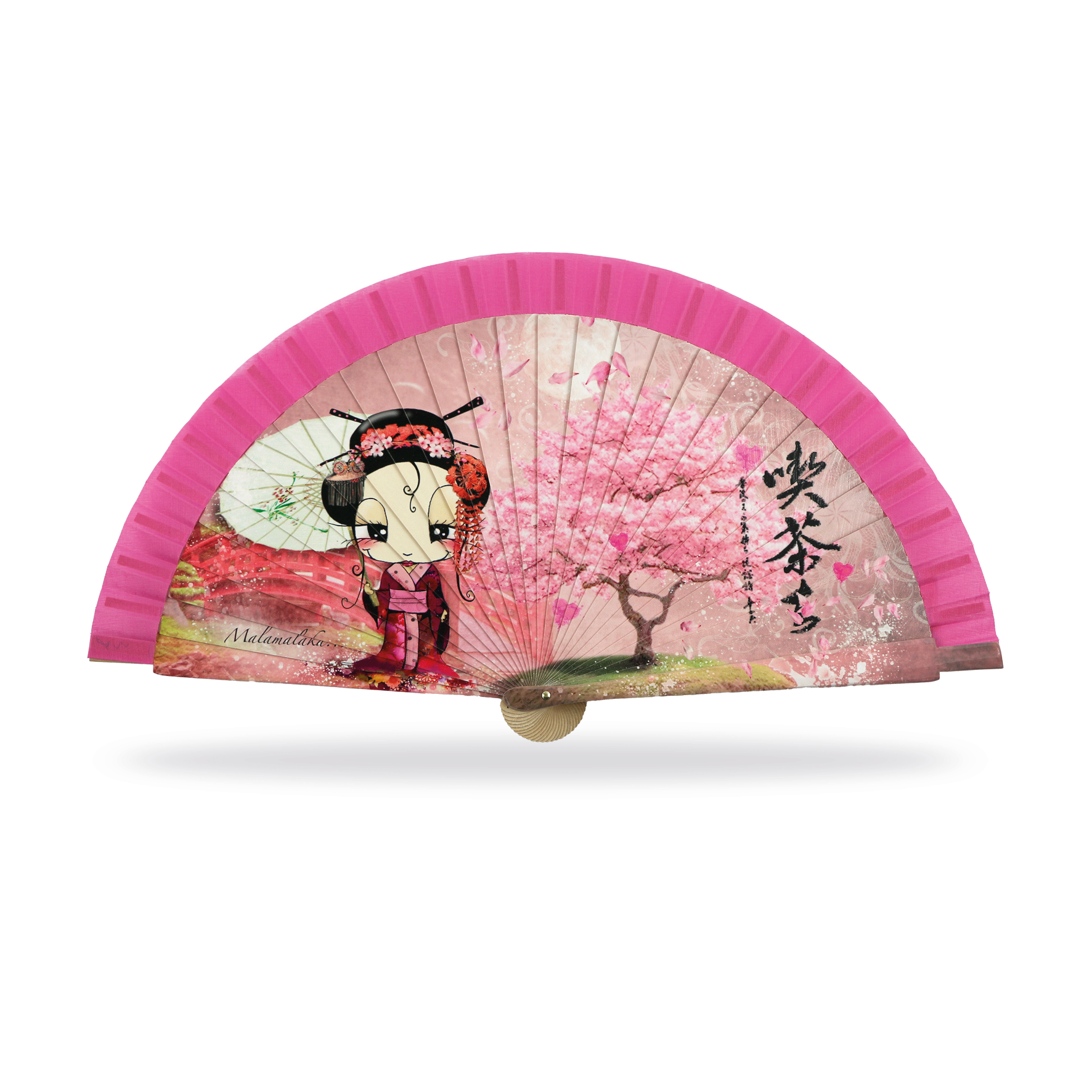 Cuatrogotas - Vente Éventails pliants en papier/festifs - Éventail Malamalaka, en bois naturel GEISHA. Réf-M31052