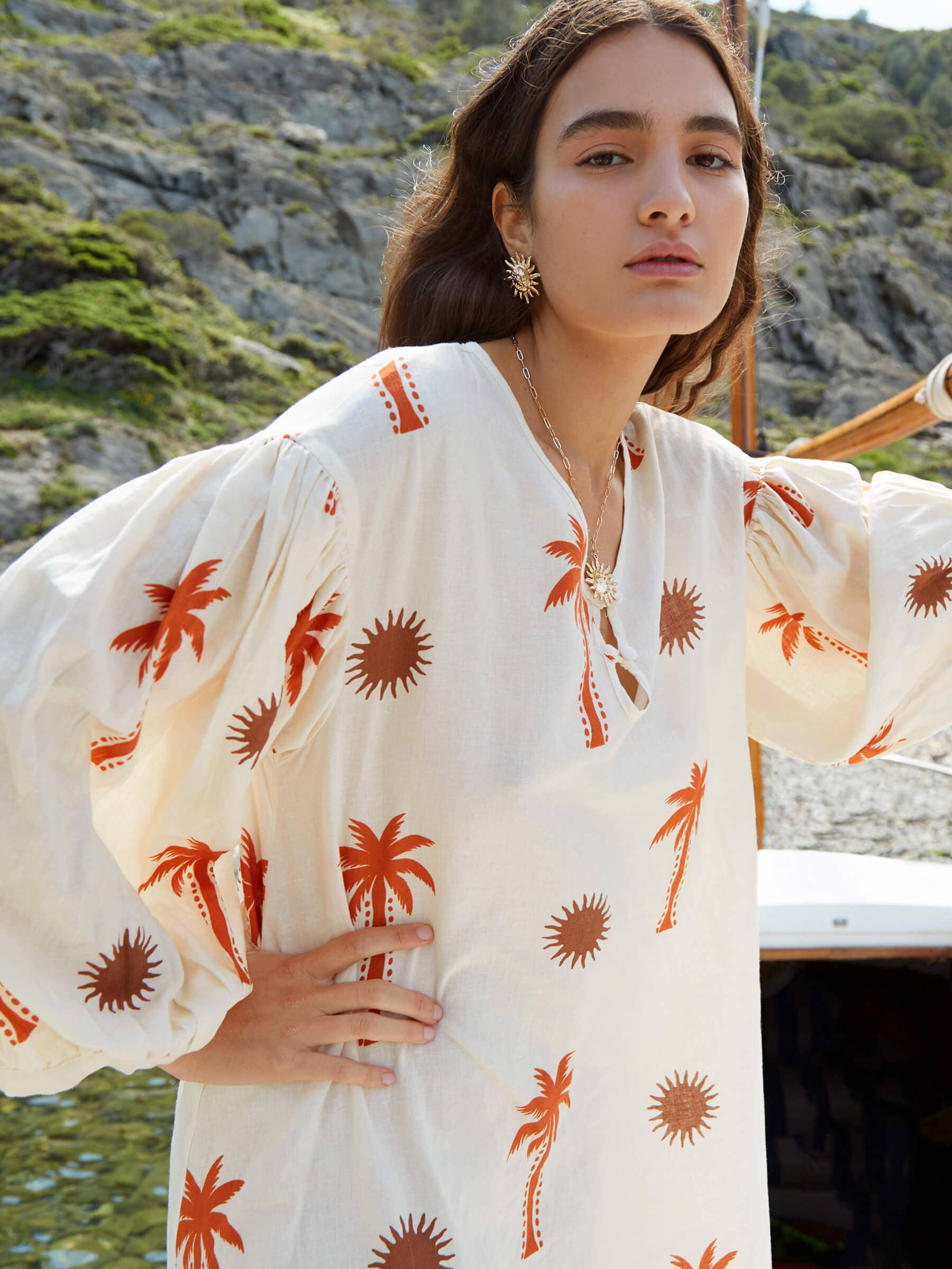 CARMEN SAYS - Wholesale Dress - Women's - Vestido Maxi con Estampado de Palmas Lux5