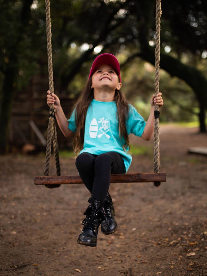 Outdoorable Apparel - Wholesale Screen Printed T-Shirt - Kids - Aqua with White Lake Life Toddler Shirt2