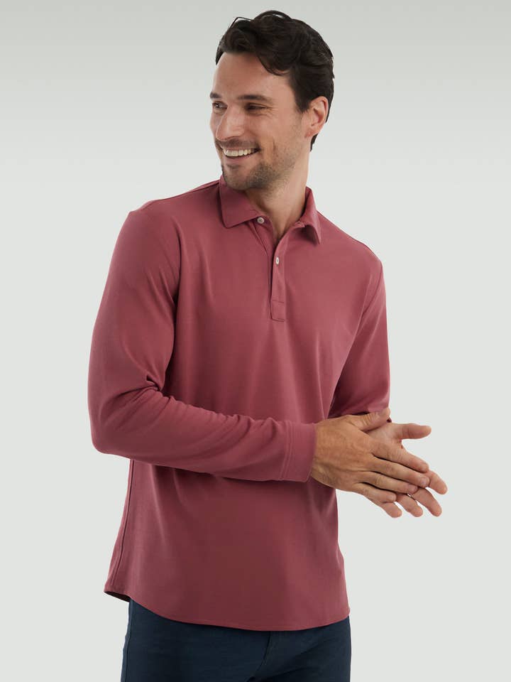 Maroon långärmad pikétröja ∞ för wholesale av Sepiia