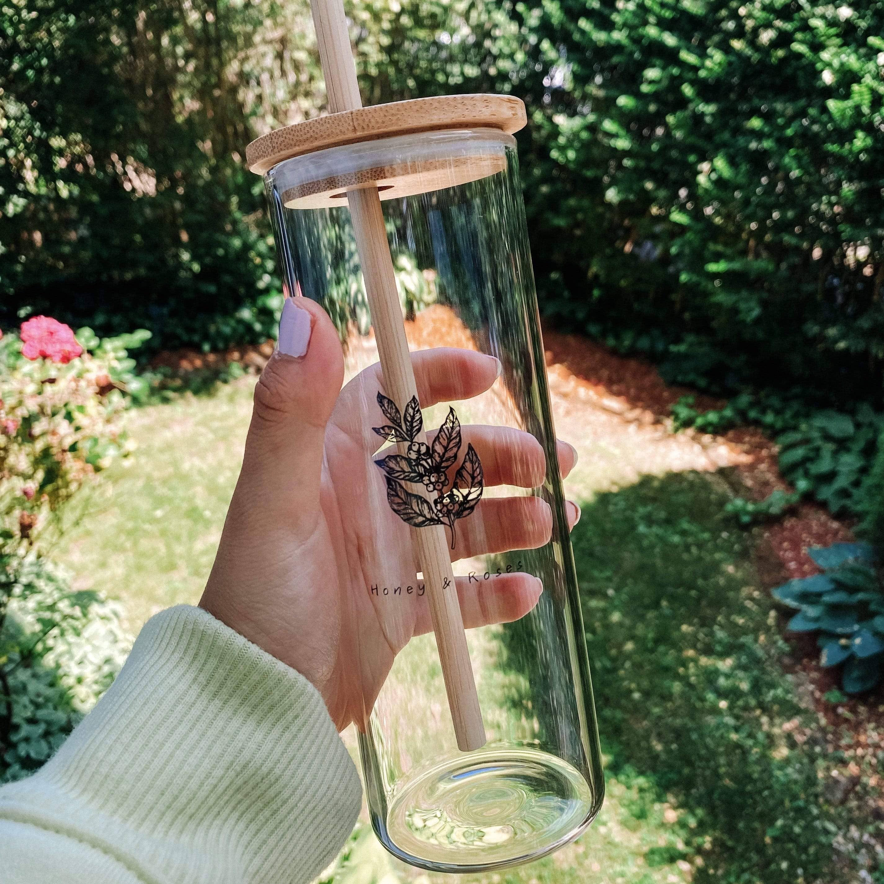 Honey and Roses Coffee - Wholesale Drinking Glass/Cup - Reusable Iced Coffee Bottle2