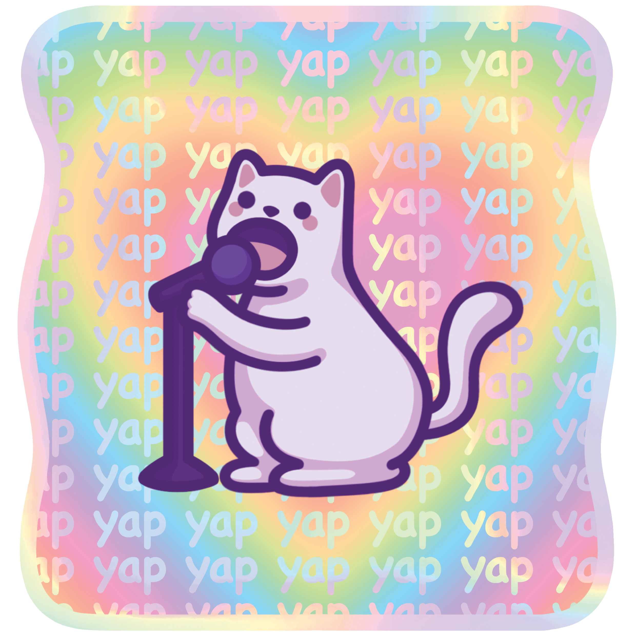 Mona Mauve • Silly Art! – wholesale Sticker – Funny Holographic Cat Meme Sticker | Yap Yap Yap 0