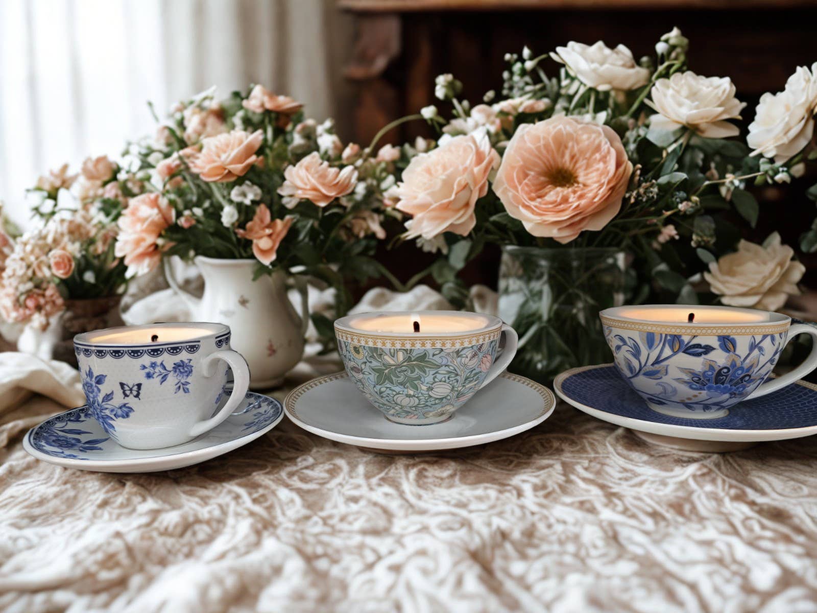 North-End Market Candle Co. - Wholesale Jar/Filled Candle - Assorted tea cup candles 3 pack