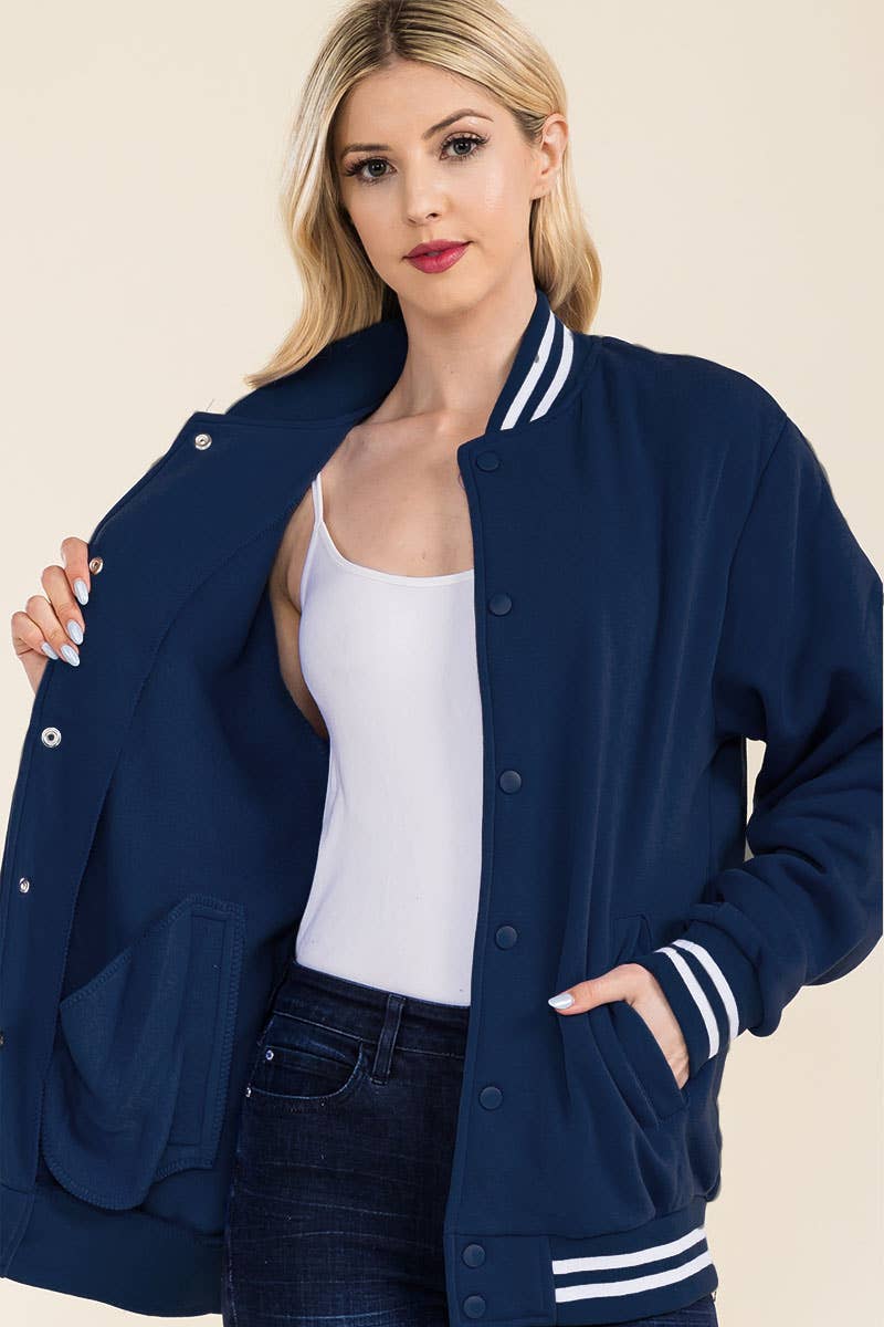 WEIV - Vente Veste d'université/de baseball – femme - Veste universitaire en polaire Boyfriend1