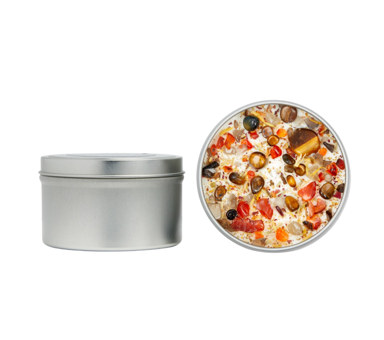 New Moon Beginnings - Wholesale Travel Candles - Crystals & Herb Energy Candles 8oz Tin Soy Candles Handmade64