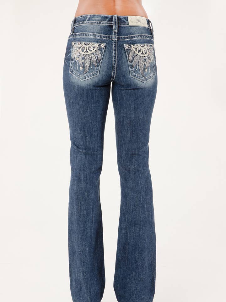 M9428BL- 34" MID RISE BOOT CUT JEANS for wholesale by Miss Me