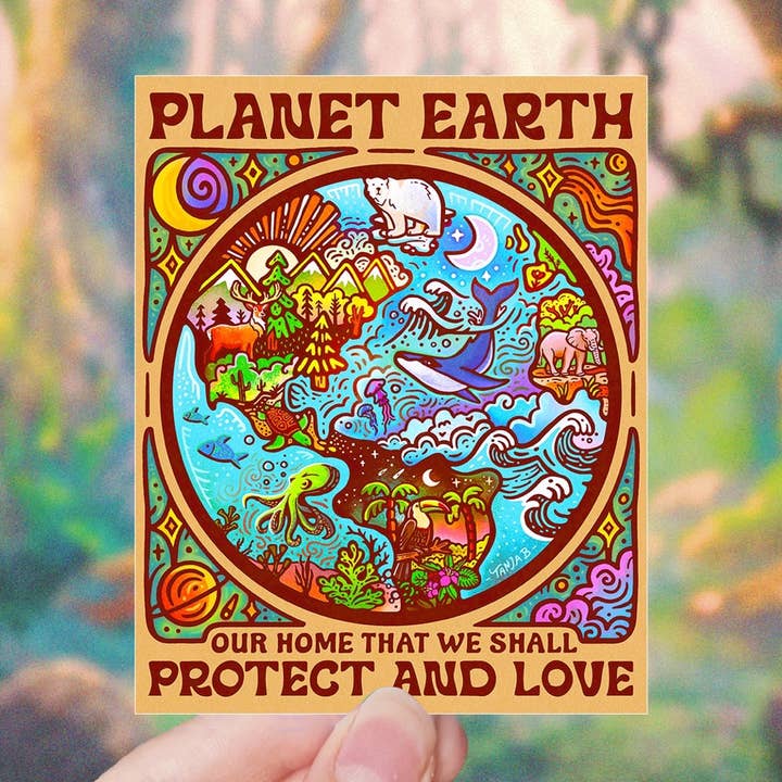 SeeknRevel – wholesale Klistermärke – Planet Earth, skydda och älska - klistermärke0