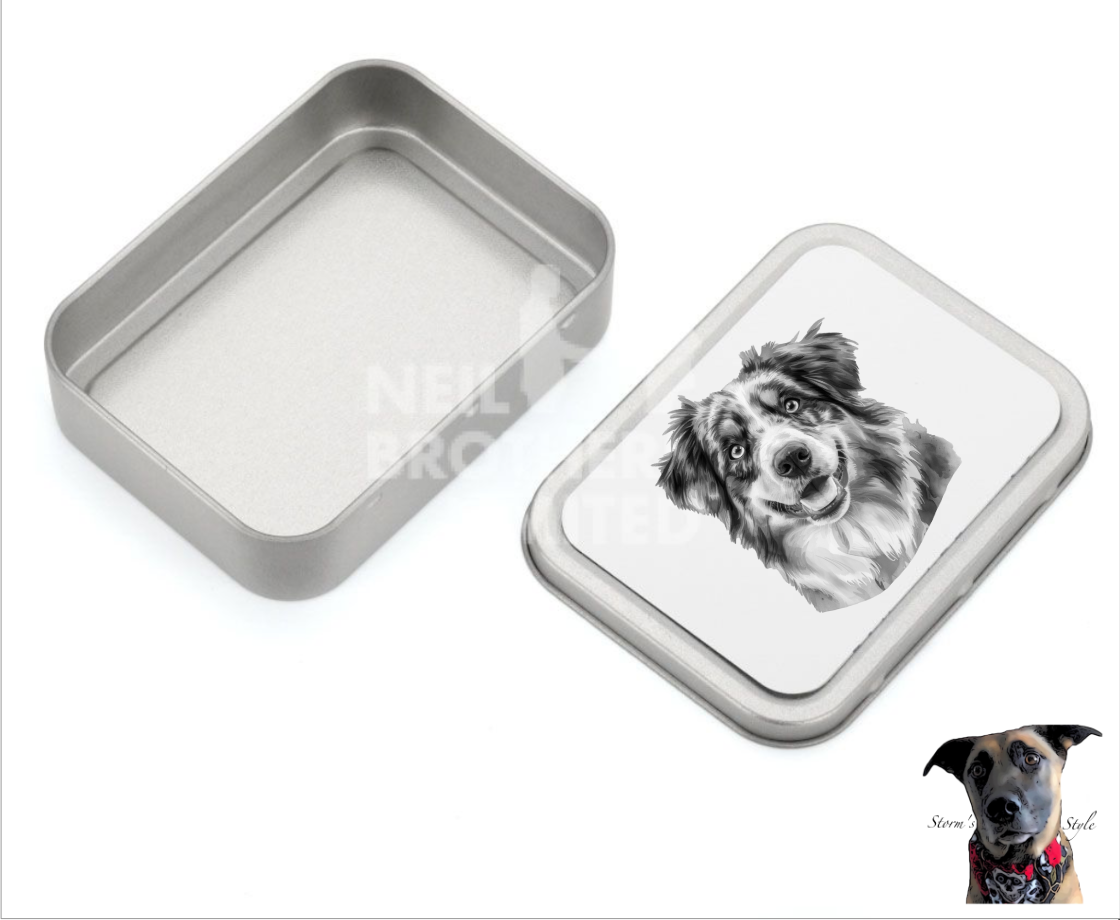 Storms Style - Vente Bocal à friandises – chien - Boîte à friandises en métal pour petit chien noir et gris - de nombreuses races3