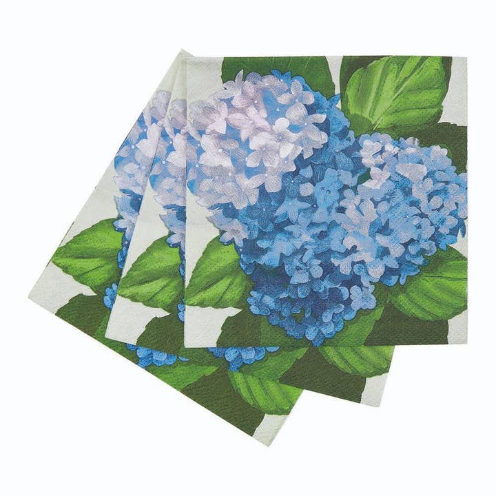 Blå hortensia papircocktailservietter (pakke med 25) for engroshandel hos rockflowerpaper