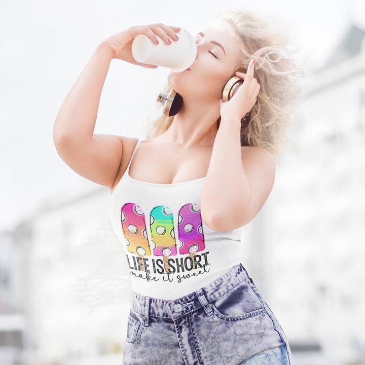 Tank voor volwassenen - Het leven is kort, maak het zoet voor wholesale door Words of Ivy