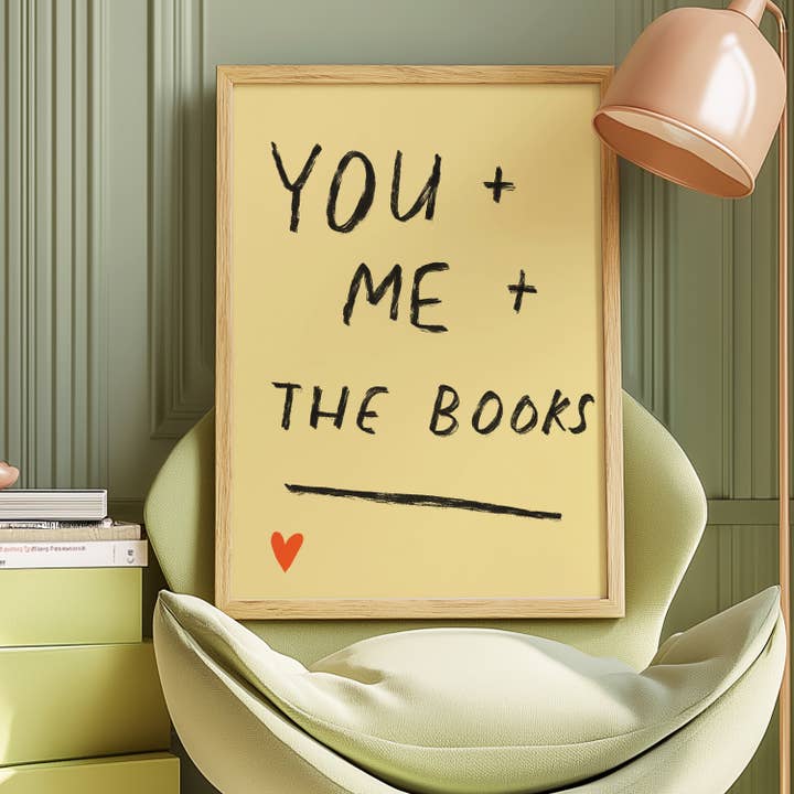 You + Me + The Books print for wholesale by Nicola Rowlands
