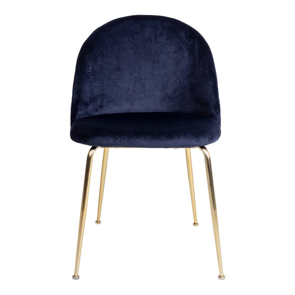 Geneve Dining Chair - Chair blue in velvet w. legs for wholesale on Faire2