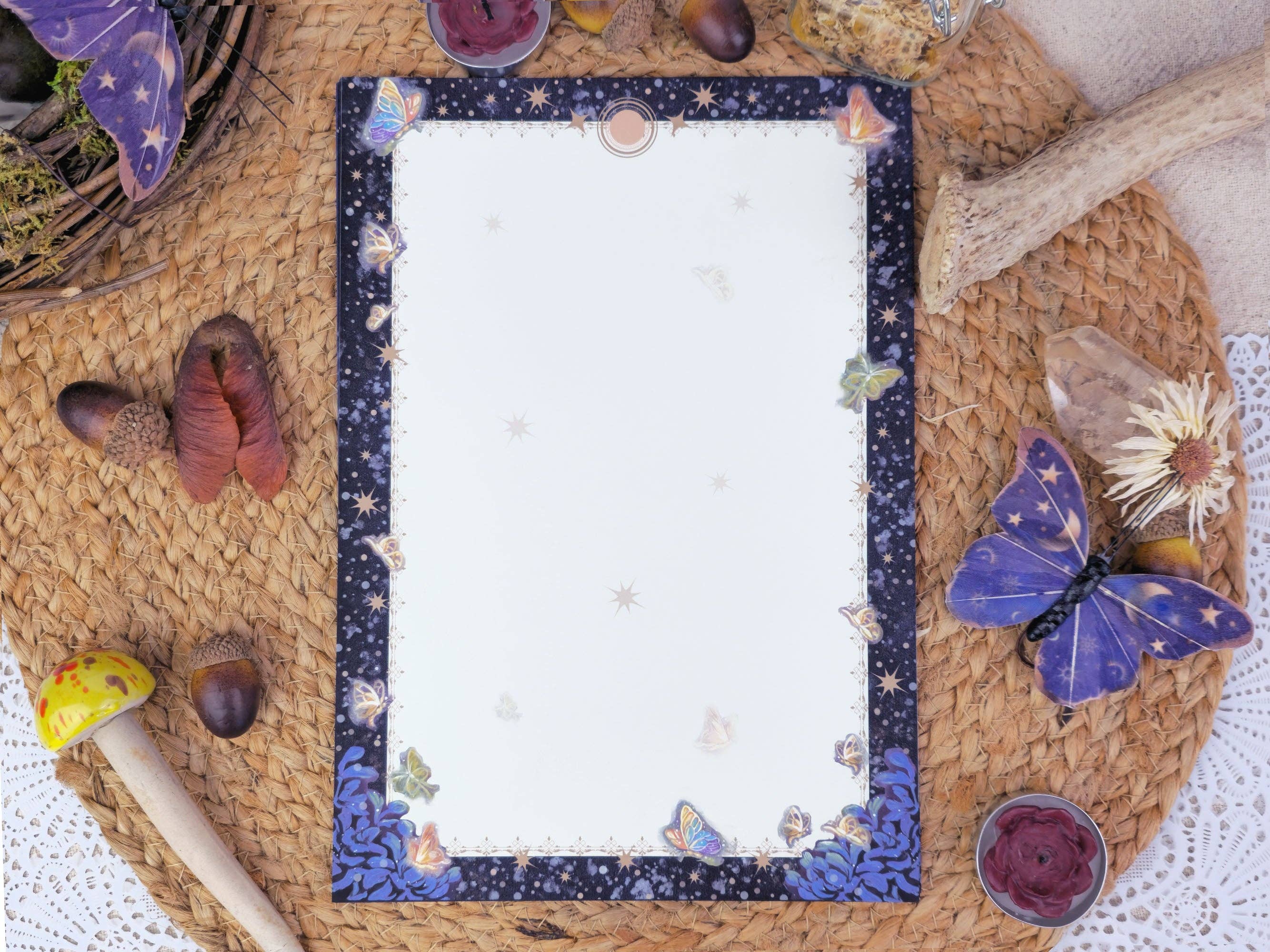 Wings of Fantasy - Wholesale Stationery/Notecard Set - Handmade Stationery Set | Wolpertinger and Butterfly Notepaper with Lined Envelopes and Wax Seals |Fantasy Writing Paper| Unique Gift6