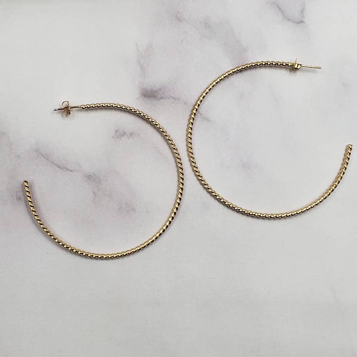Gold Filled Grande Rope Hoops for wholesale by Sinead Cleary Jewelry