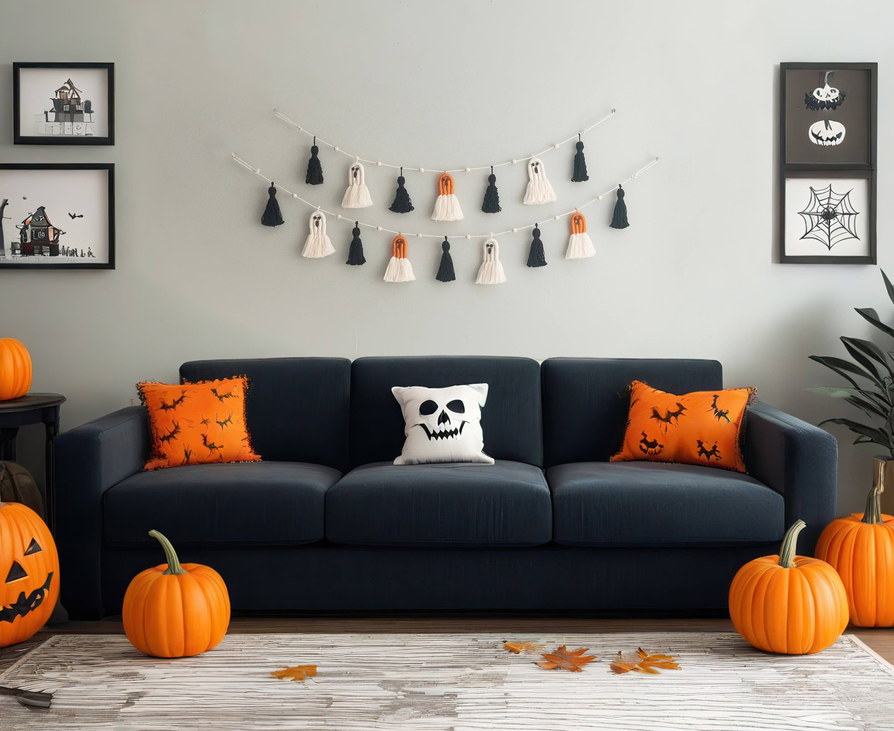 BeanDaikon - Vendita all'ingrosso Bandierine/Ghirlande - Ghirlanda Fantasma Decorazione da Parete in Macramè per Accento Festivo in Casa U13