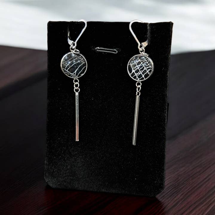 Real Spiderweb Vertical Bar Dangles for wholesale by Hell Kitten RVA