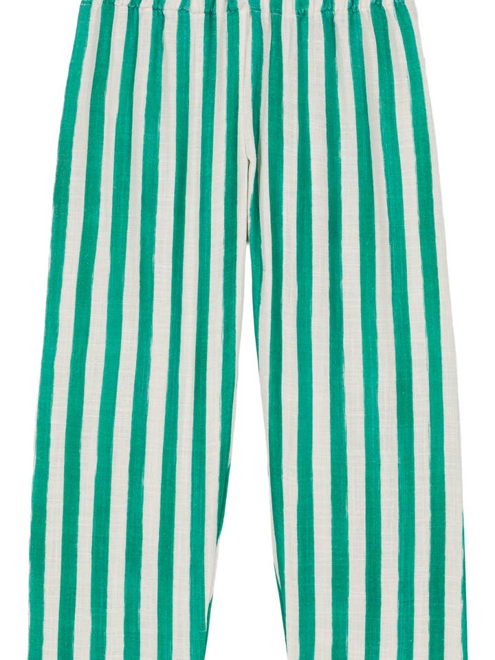 Studio Bohème Paris - Wholesale Pants - Kids - Cousin Green Striped Capri Pants