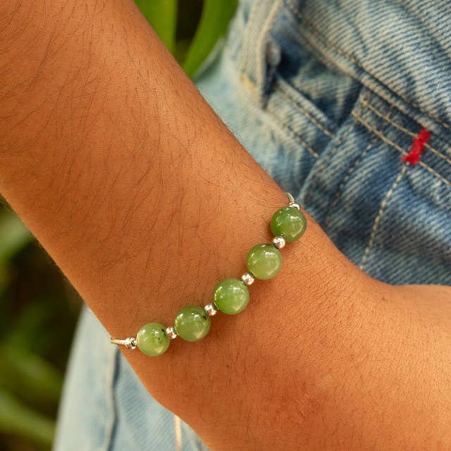 Human Design Studios - Wholesale Beaded Bracelet - Fixed Jade Box Chain Bracelet Silver2