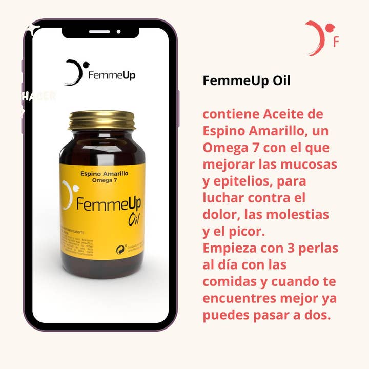 Femmeup - Wholesale Oral Supplement/Vitamin - Sea Buckthorn Oil Pearls. Omega 7. Repair and hydration of skin and mucous membranes to combat dryness, irritation, lesions, recurrent infections, and pain during sexual intercourse.7