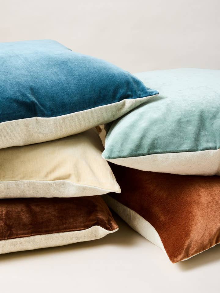 Velvet + Linen Pillow for wholesale by Farmhouse Pottery