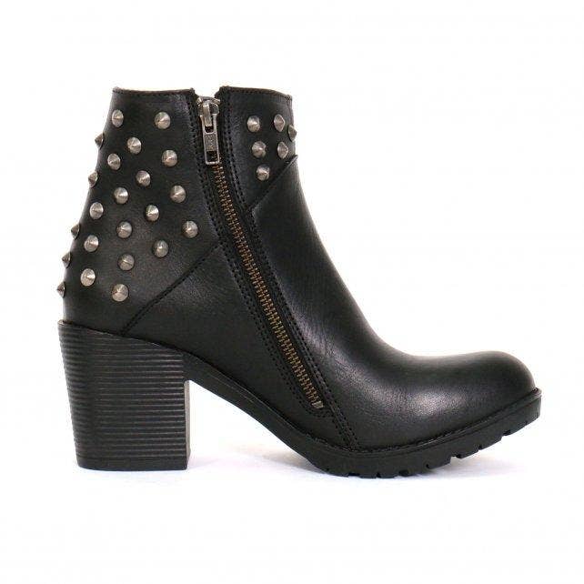 Hot Leathers Ladies 5-inch Black Studded Ankle Leather Boots with Side Zippers BTL1003 for wholesale by Hot Leathers
