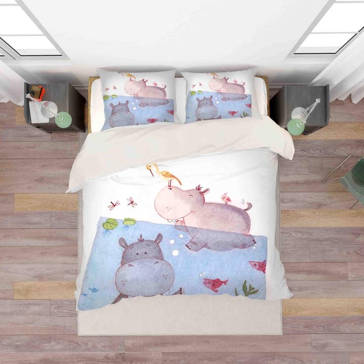 3D Nilpferd Vogel Fisch Libelle Bettbezug-Set Bettwäsche-Set Bettdeckenbezug Kissenbezüge SF029 für den Großhandel von Jess Art Decoration