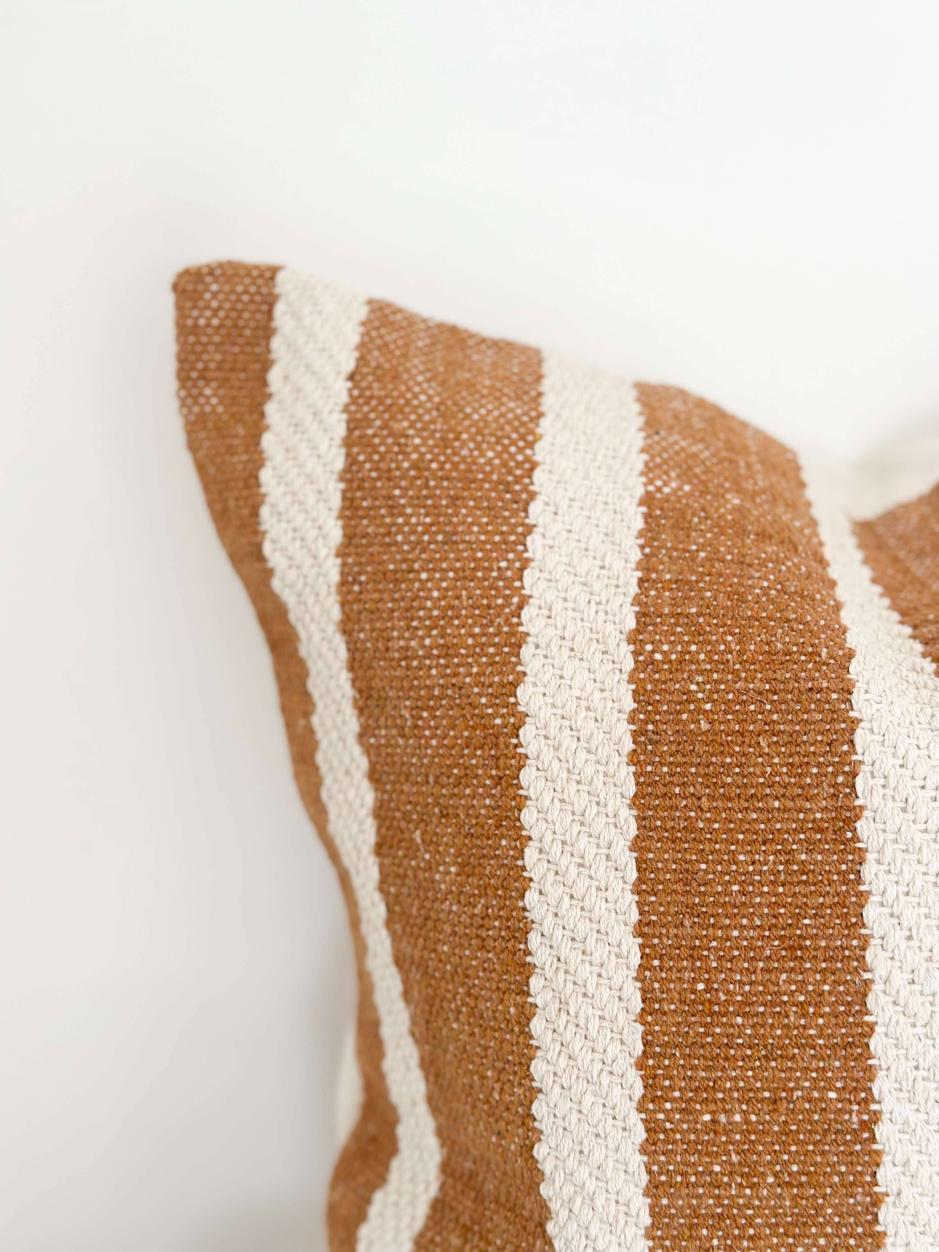 Ellenvale Trade - Wholesale Cushion Set - India Luxe Cotton Cushion Cover 53x53 – Rust & Cream Stripe2