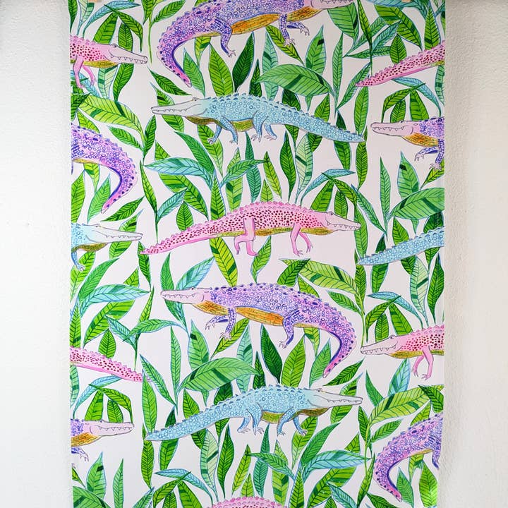 Tea Towel - Gators (white) for wholesale by Natalie V. Mason