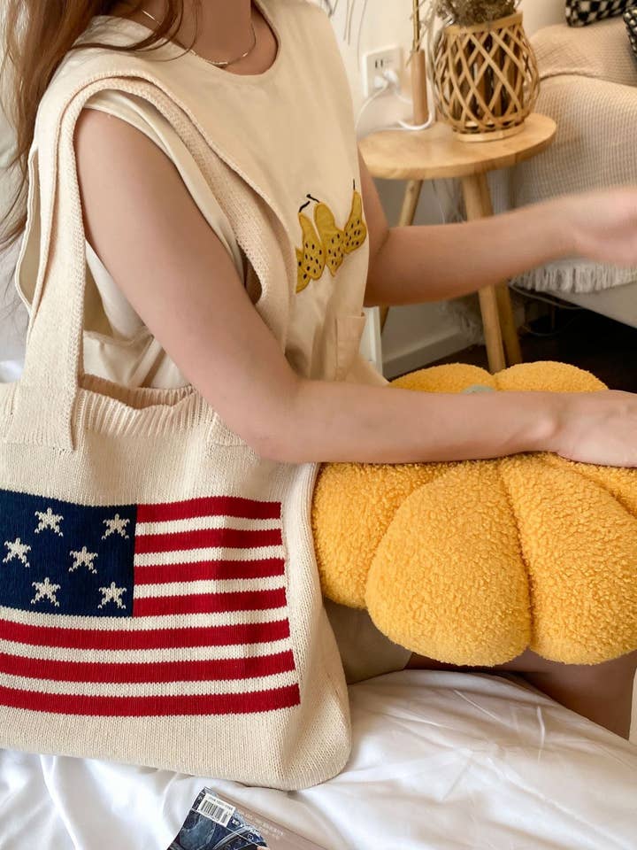 USA Independence Day Striped Stars Square Tote Bag ZK3004 for wholesale by UNISHE