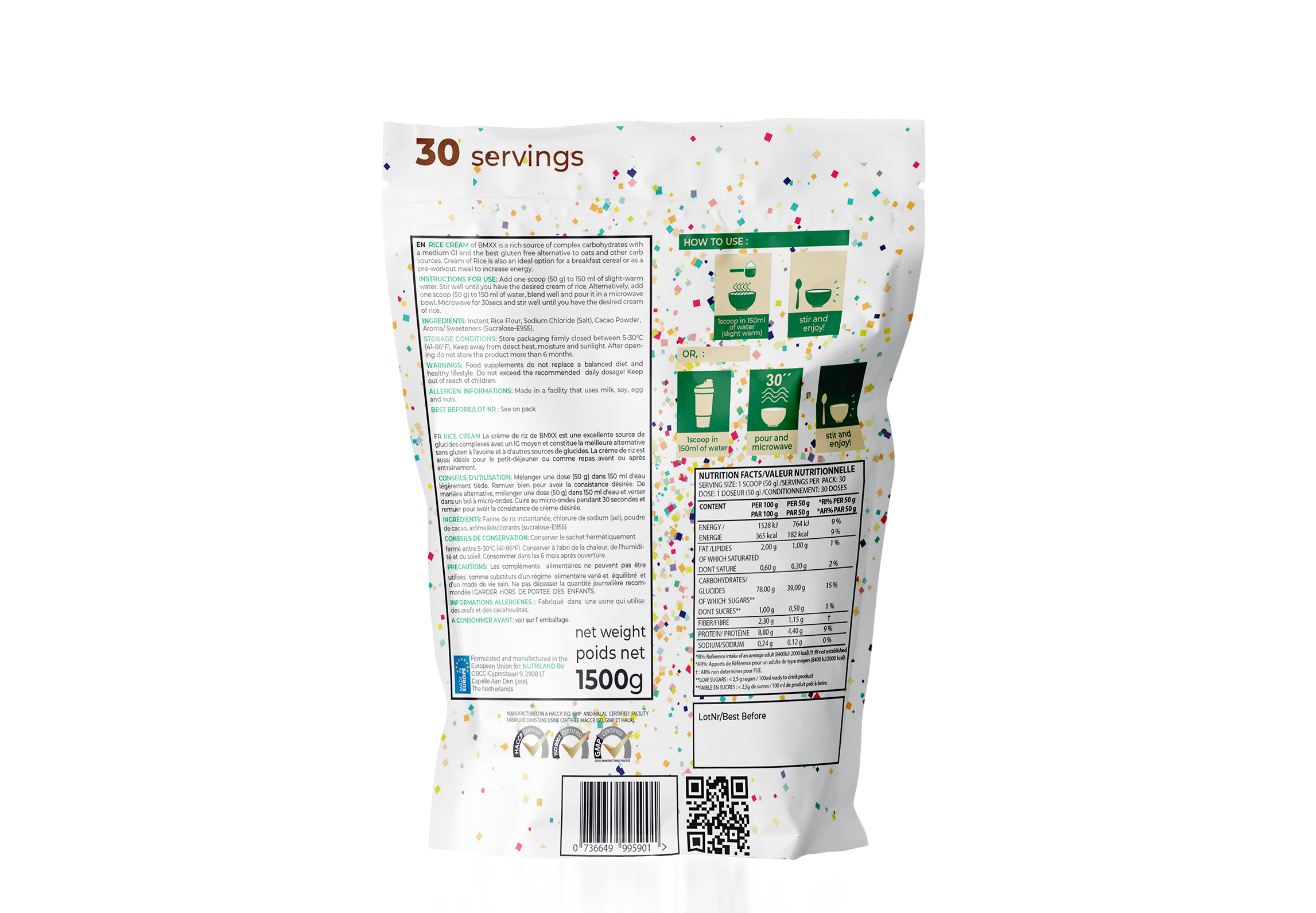 BMXX Sports Nutrition – Großhandel Protein-/Superfood-Pulver – REISCREME - vegan! - 1500 g1