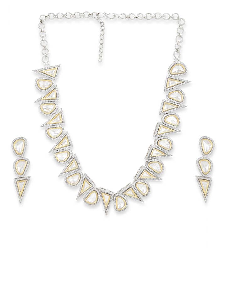 Gola em pedra Semi Preciosa Diamond & Semi Precious com Brincos por atacado de Ritu Singh