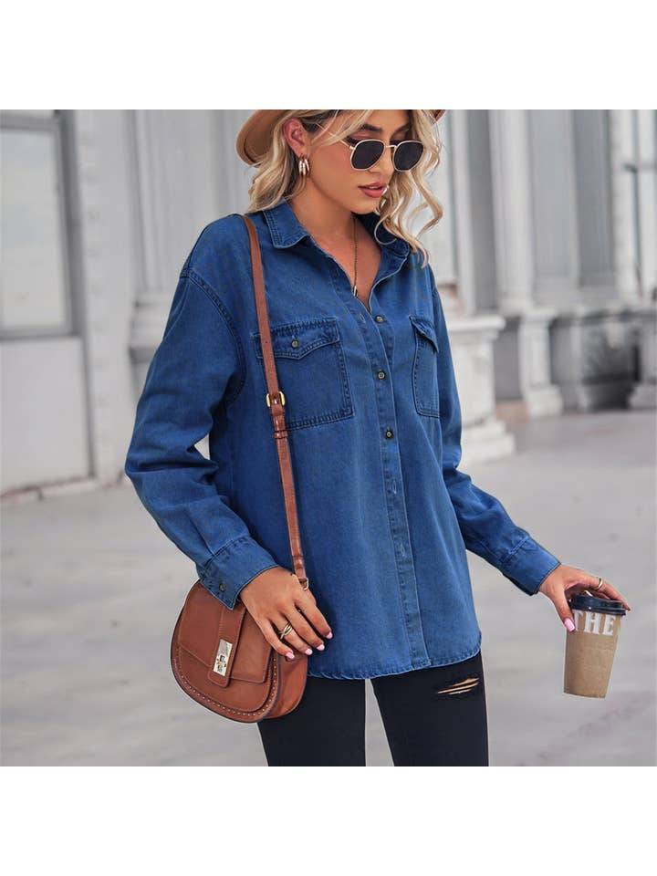 Sweetkama - Wholesale Button Down Shirt - Women's - Ladies Lapel Button Down Casual Daily Shirt MN21028