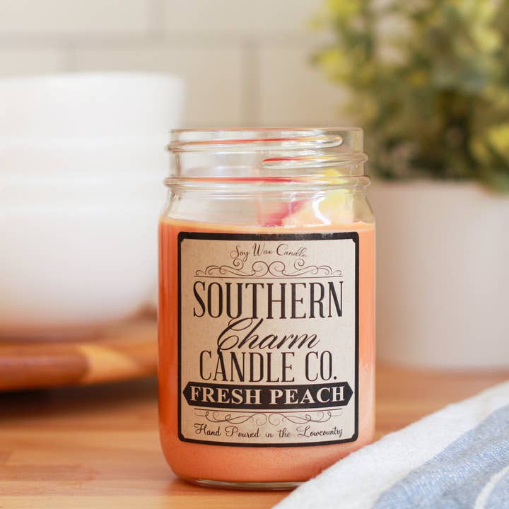Southern Charm Candle co - Wholesale Jar/Filled Candle - FRESH PEACH CANDLE 12 OZ