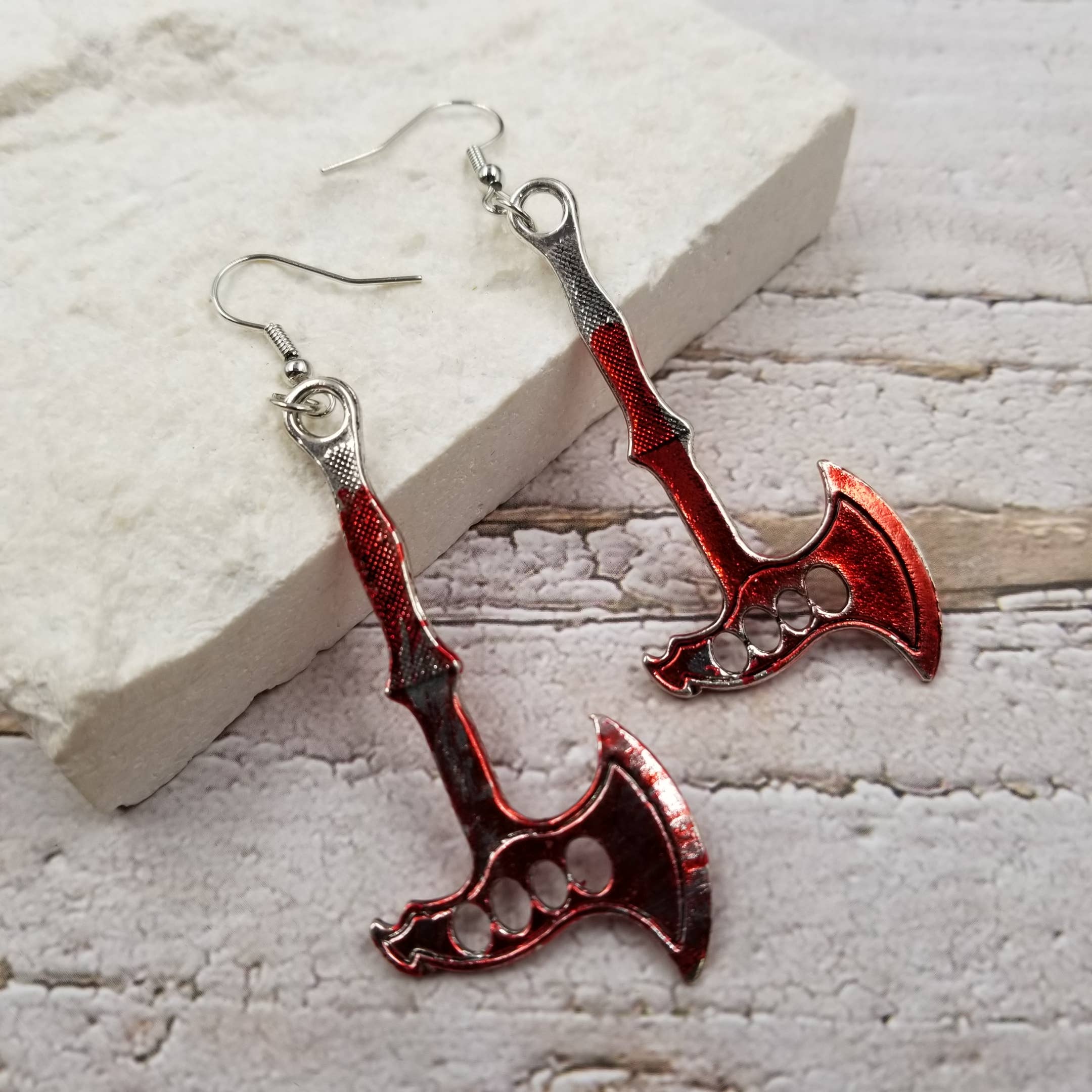 Treasure Wholesale - Wholesale Dangle Earrings - Bloody Horror Halloween Murder Weapon Earrings3
