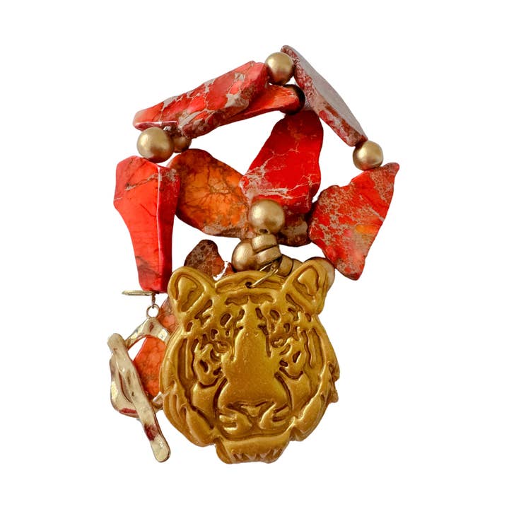 Orange Jasper Nuggets with Tiger Necklace for wholesale by Hidden Truth Jewelry