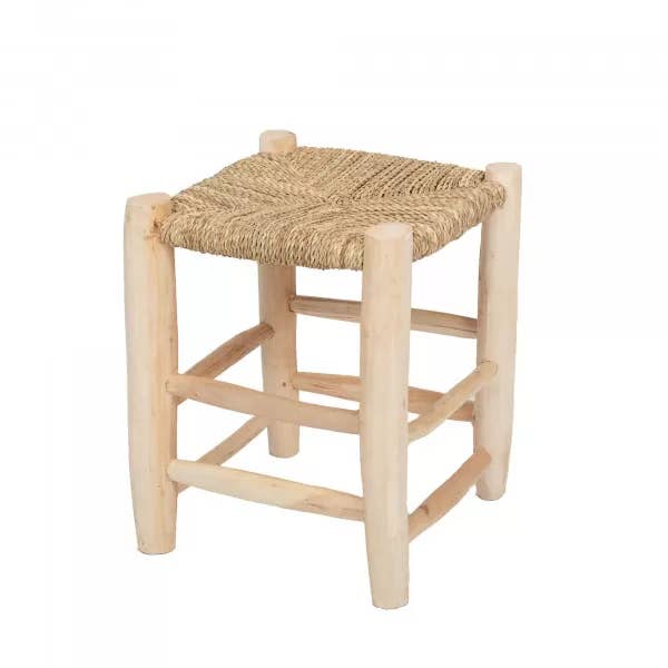 REMOVED BRAND - Vente Tabouret - MARRO - Tabouret bois naturel et doum tressé