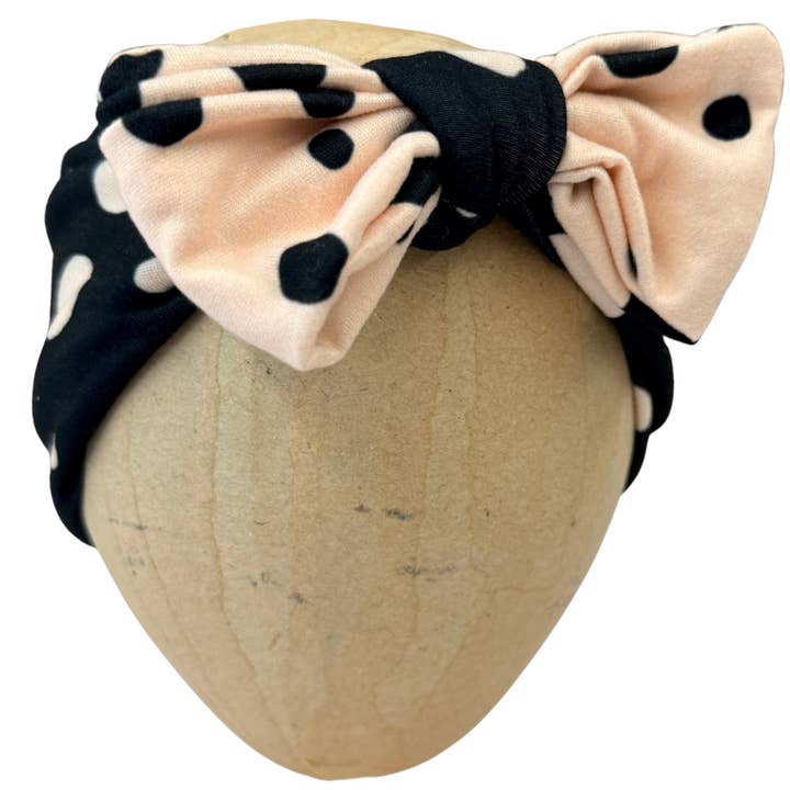 Klassieke zwarte babydiadeem met stippen voor wholesale door The Sassy Olive Handmade Headbands