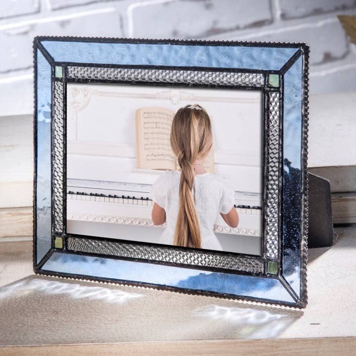 J Devlin Glass Art & Bert Anderson Collection - Wholesale Picture Frame - Pic 418 Pale Blue Glass - Easel Back Frame Series2