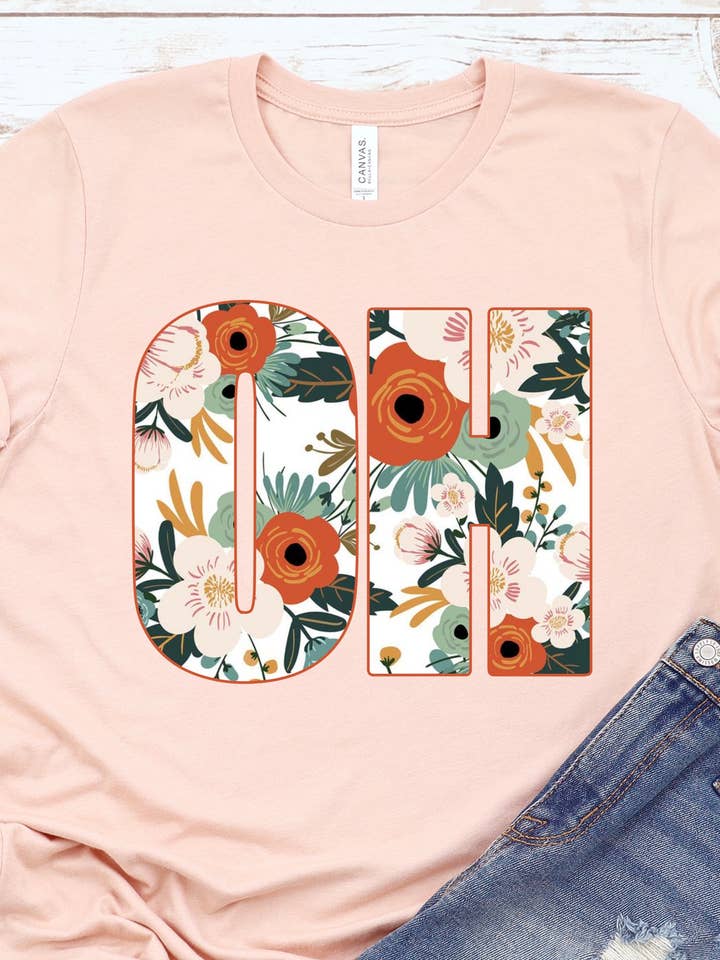 Camiseta floral OH Spring por atacado de Ohio Roots Print Co