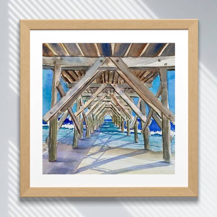Píer Oceânico / Wrightsville Beach NC / Impressão Sem Moldura por atacado de Elizabeth Sheats Art & Design