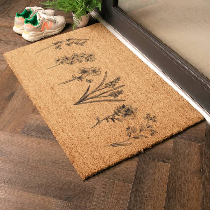 Tapete de Fibra de Coco com Flores Silvestres (90 x 60cm) por atacado de Artsy Mats