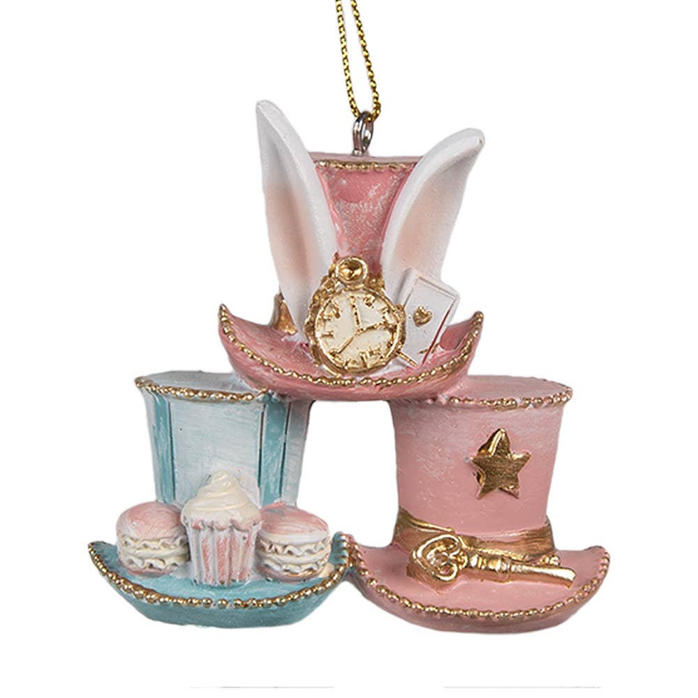 Clayre & Eef – Engroshandel Pynt – Clayre & Eef Påskevedhæng i polyresin, hat, 7 cm, pink og blå0