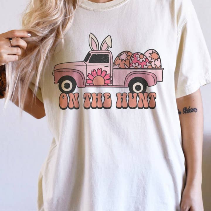 On The Hunt Easter Graphic Tee for wholesale by Londas Trendy Tees