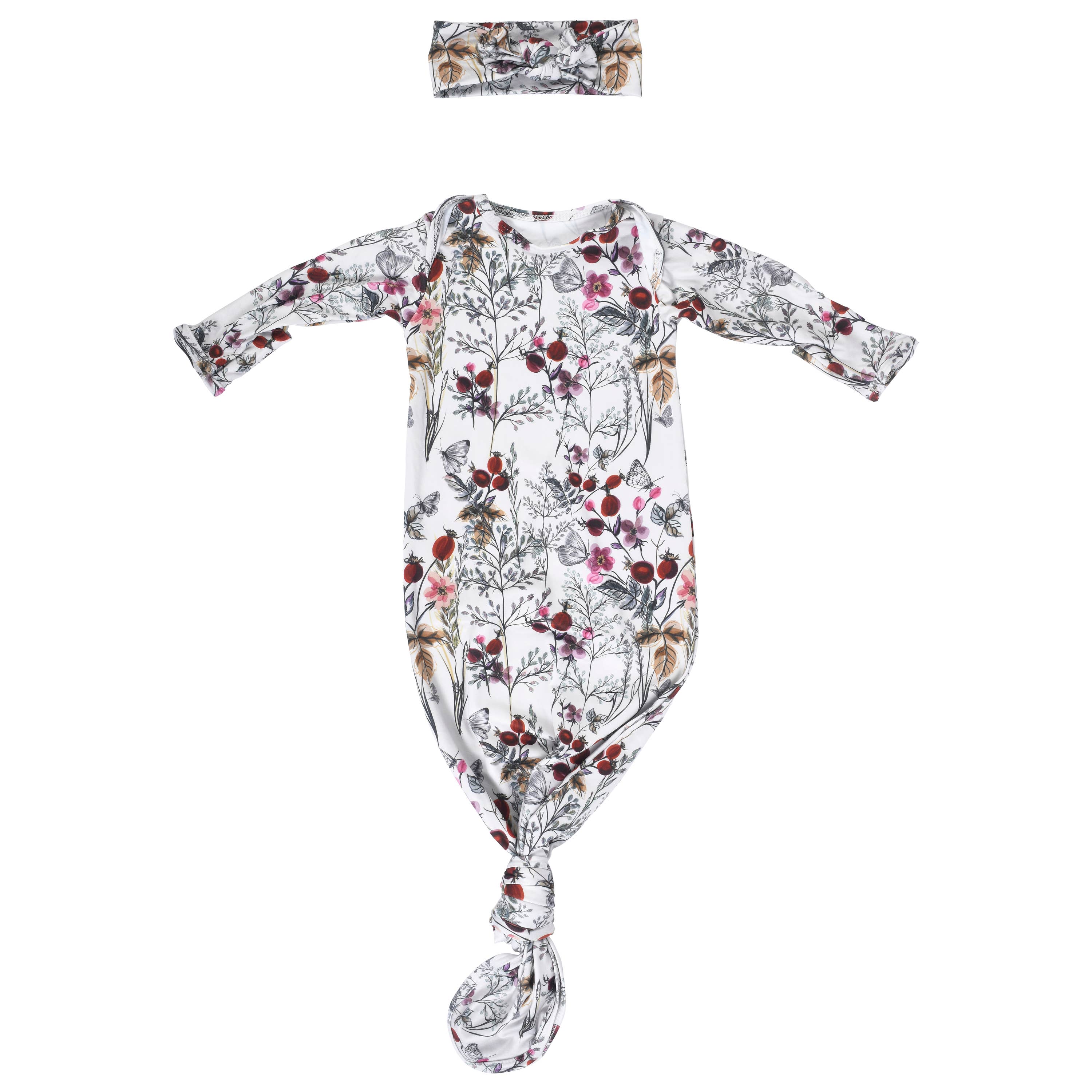 Three Little Tots - Wholesale Babygown - Baby - Floral Flower Knotted Gown0