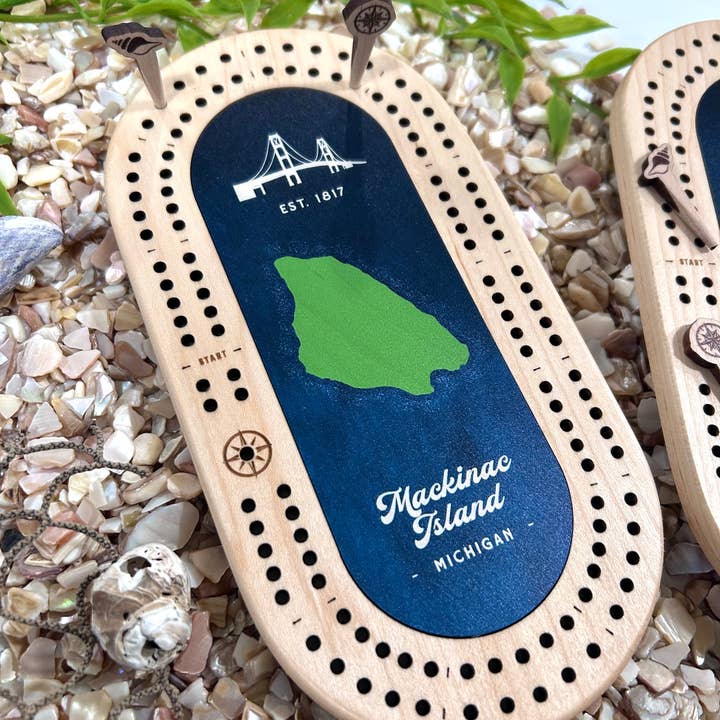 Any Island Mini Cribbage Board with Custom Pegs for wholesale by Cast & Carve