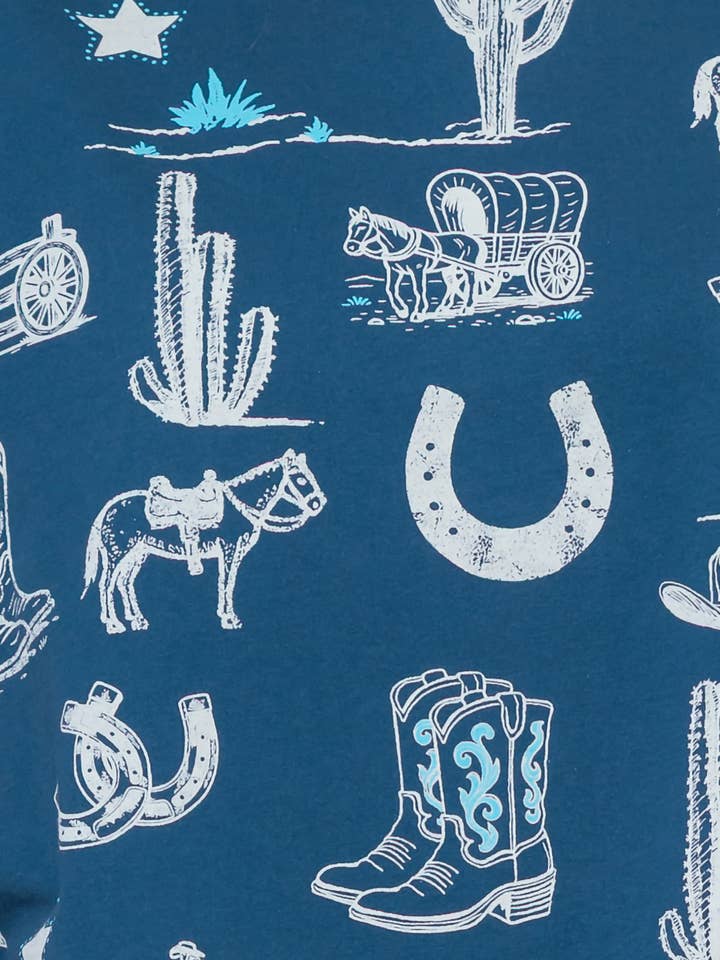 Taelynn - Vendita all'ingrosso Maglietta - Donna - HT28781T-MAGLIETTA A MANICHE CORTE CON STAMPA WESTERN E SCOLLO ROTONDO5