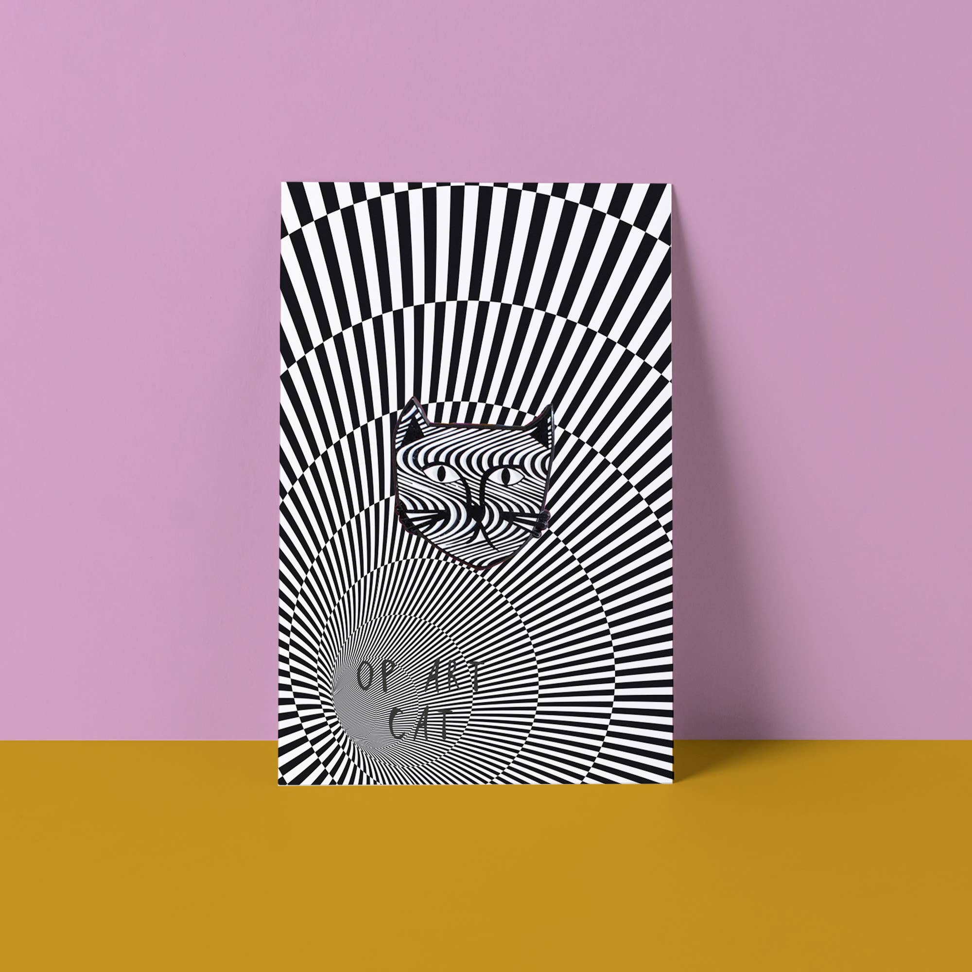 Niaski - Feline Fine Art (USA DUTIES PAID) - Wholesale Lapel Pin/Button - Op Art Cat Meowment Pin