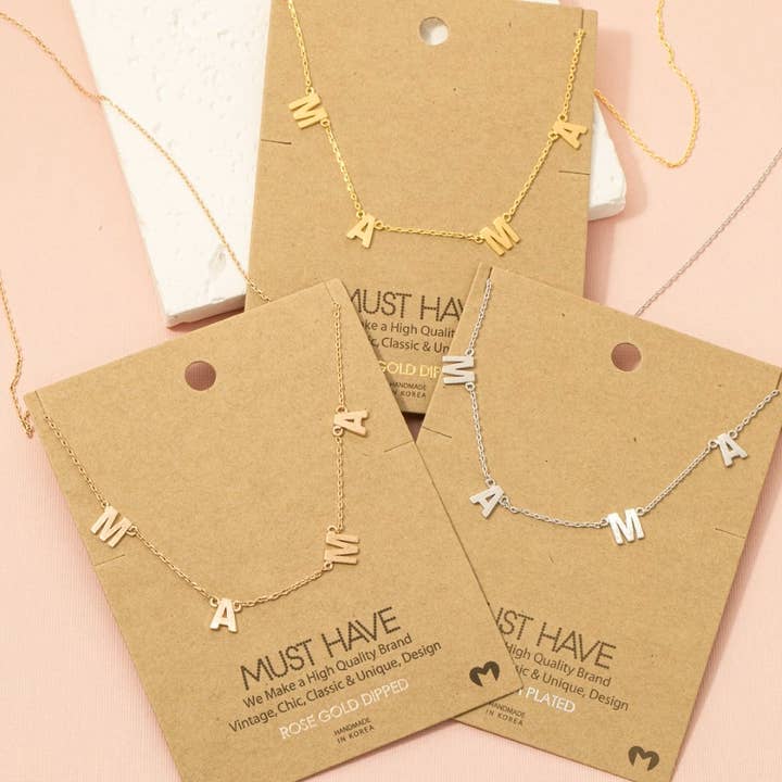 Guldpläterat Mama Station Charm Halsband för wholesale av Fame Accessories